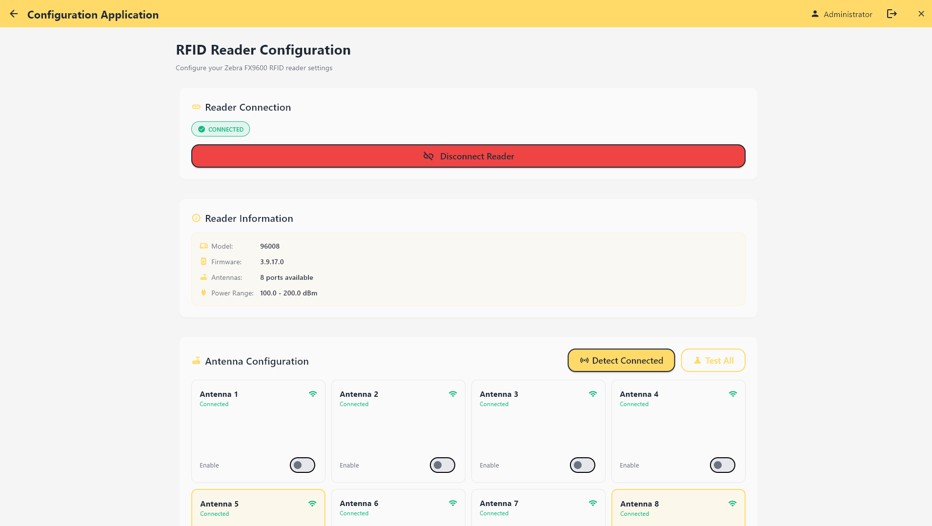 Reader Configuration - Connected